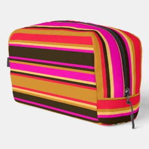 Gold, Red, & Magenta Striped Toiletry Bag