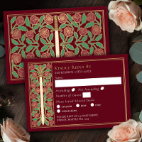 Gold Red Mediaeval Floral Sword Wedding RSVP