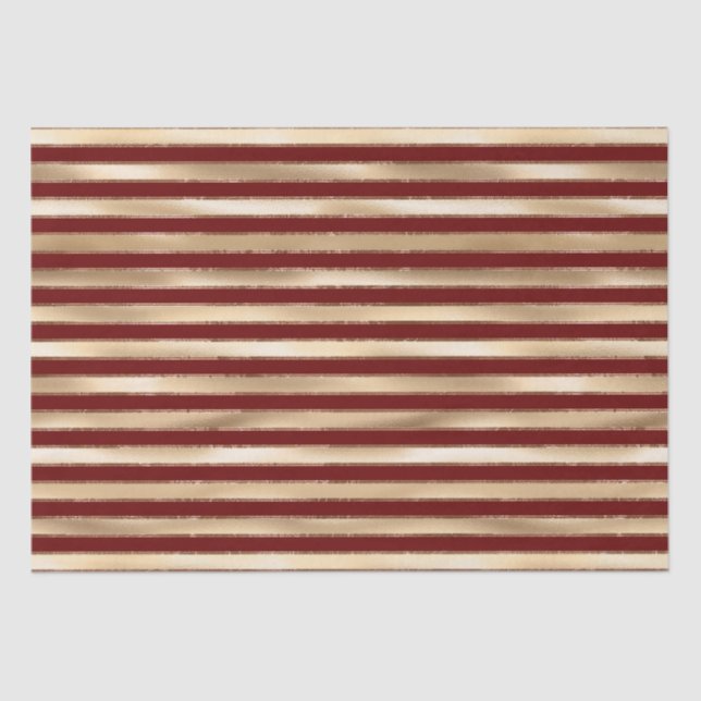Gold Red Medium Stripes Tissue Paper (Front)