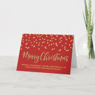 Gold Red Merry Christmas Sister & Brother in Law Holiday Card