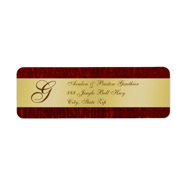 Gold & Red Monogram New Years Labels (Front)