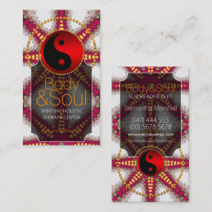 Gold+Red on White NewAge YinYang Business Cards