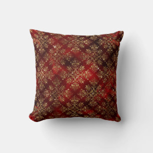 Gold Red Pattern Christmas Holidays Cushion