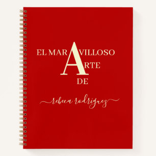 Gold Red Personalized Sketchbook add Name Notebook