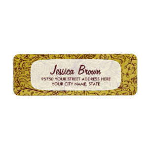 Gold & Red Vintage Floral Art Custom Address Label