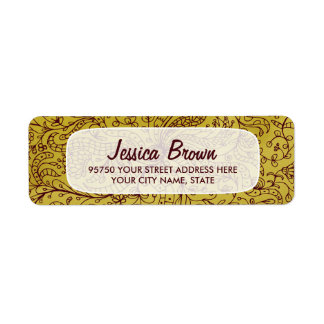 Gold & Red Vintage Floral Art Custom Address Label