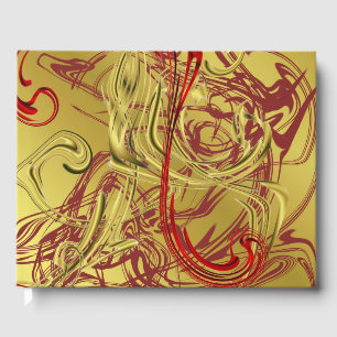 gold red Wedding guestbook, festive decor, Guest Book