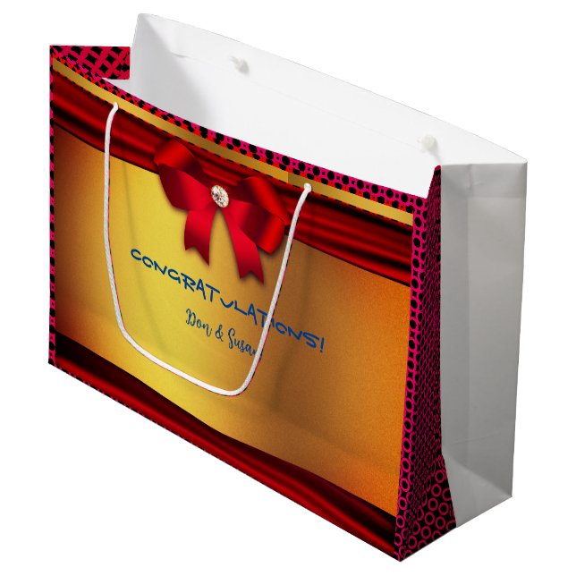 Gold Red Wedding - Holiday & more  Large Gift Bag (Front Angled)