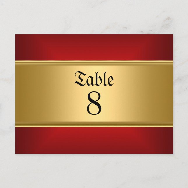 Gold Red Wedding table Numbers Gold Red Postcard (Front)