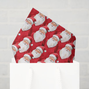 Gold Red White Jolly Santa Claus Christmas Tissue Paper