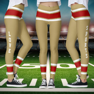 Gold Red White Team Jersey Colours Love Sports Leggings