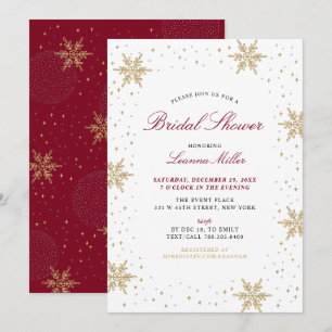 Gold & Red Winter Christmas Bridal Wedding Shower Invitation
