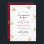 Gold & Red Winter Christmas Engagement Party Invit Invitation<br><div class="desc">Celebrate your special day with this stylish winter engagement party Invitation. This design features beautiful snowflakes and sparkles graphics in gold & red colour theme. You can customise the text to any winter events. More engagement celebration invites and party supplies are available at my shop BaraBomWedding.</div>