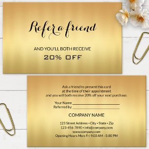 Gold Referral Tell A Friend Business Card