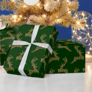 Gold Reindeer Christmas Wrapping Paper