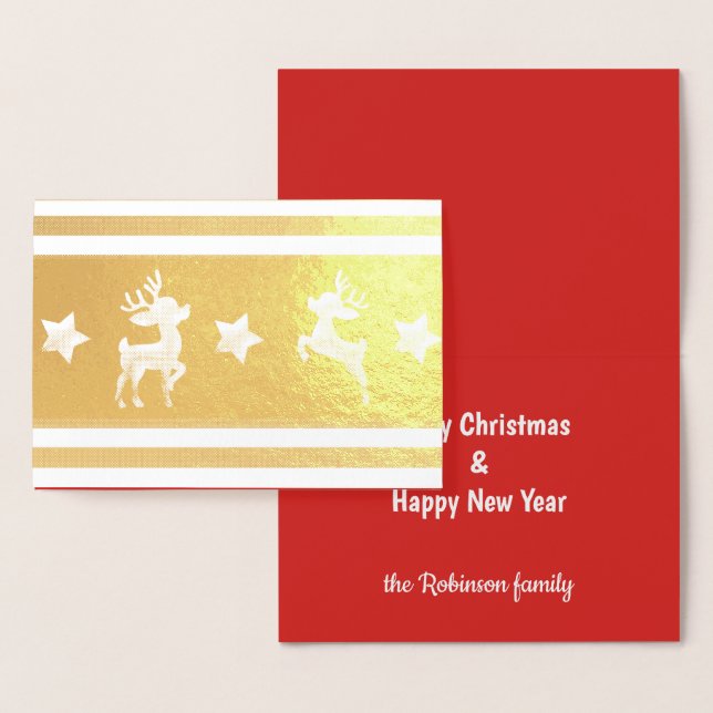 Gold Reindeer Custom Greeting Card (Display)