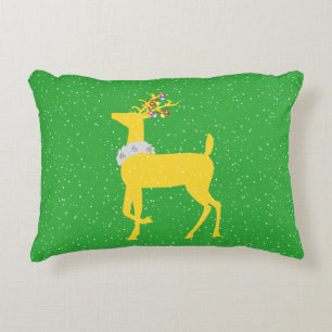 gold reindeer decorative cushion