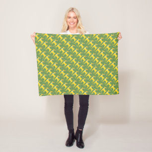 gold reindeer fleece blanket