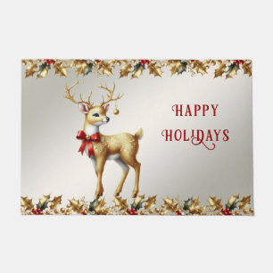 Gold Reindeer Holiday Doormat