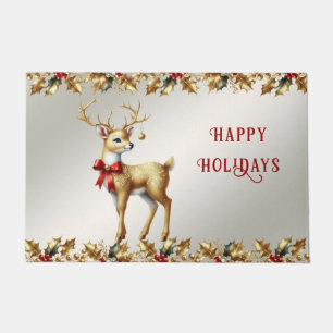 Gold Reindeer Holiday Doormat