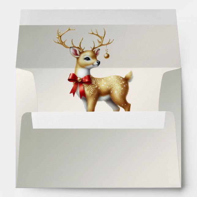 Gold Reindeer Holiday Envelope (Back (Bottom))