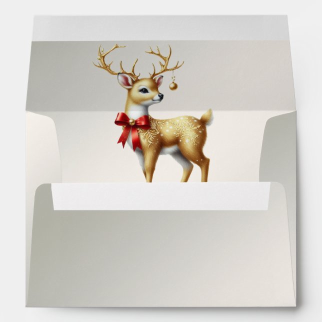 Gold Reindeer Holiday Envelope (Back (Bottom))