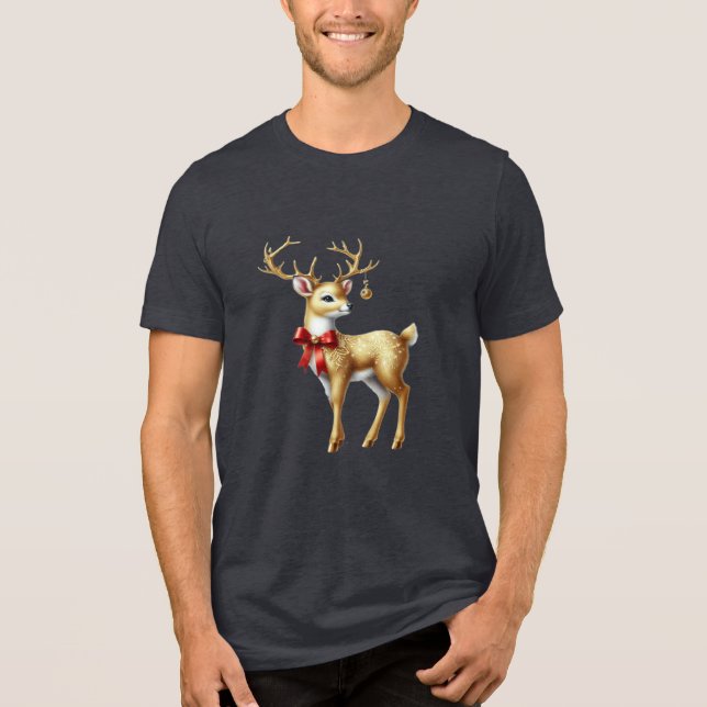 Gold Reindeer Men's T-Shirt Tri-Blend Shirt (Front)