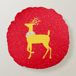 gold reindeer round cushion