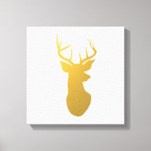 Gold Reindeer Silhouette Modern Holiday Canvas Print