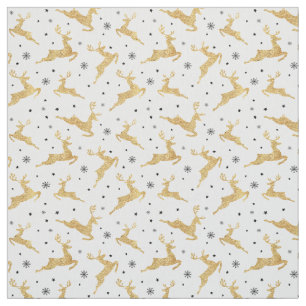 Gold Reindeers Fabric