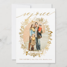 Gold Rejoice Christmas Wreath Christmas Card
