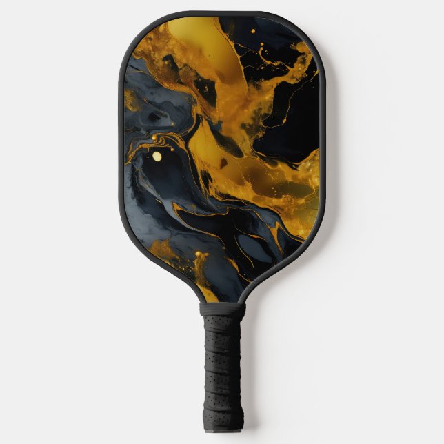 Gold Resin Art Pickleball Paddle (Front)