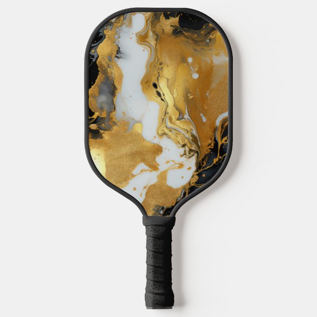 Gold Resin Art Pickleball Paddle (Front)