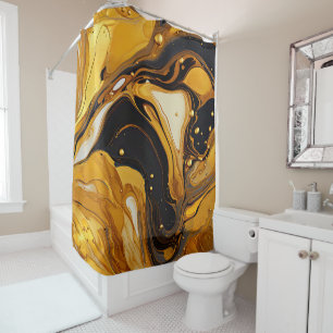 Gold Resin Art Shower Curtain
