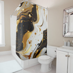 Gold Resin Art Shower Curtain