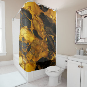 Gold Resin Art Shower Curtain