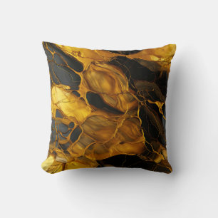 Gold Resin Art Throw Pillow