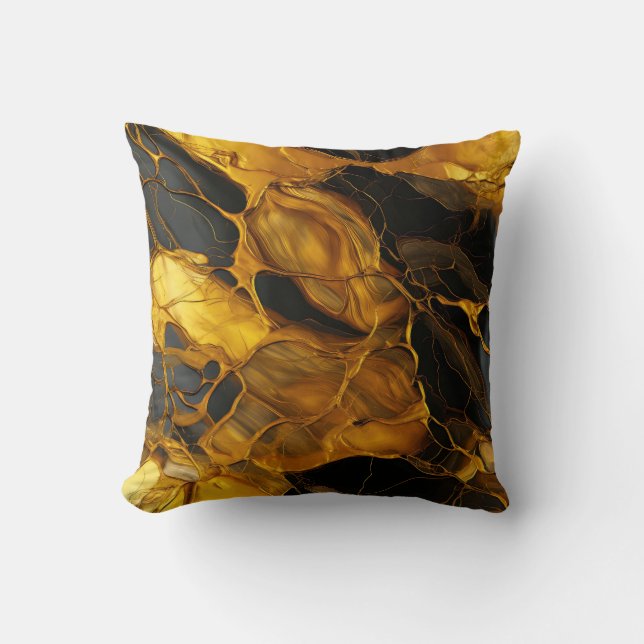 Gold Resin Art Throw Pillow (Front)