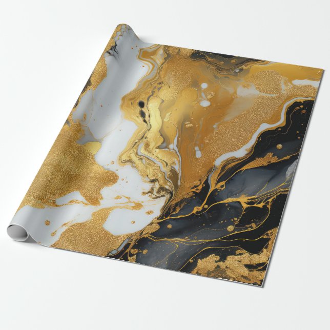 Gold Resin Art Wrapping Paper (Unrolled)