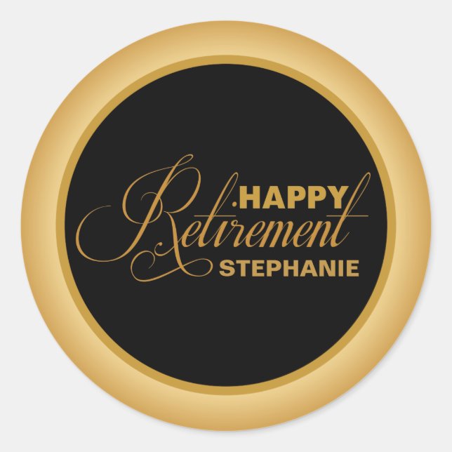 Gold Retirement Party Stickers (Front)