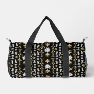 Gold Retro Art Nouveau Print Duffle Bag