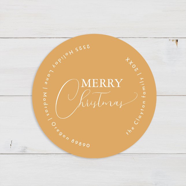 Gold Retro Boho Minimalist Christmas Envelope Seal (Creator Uploaded)