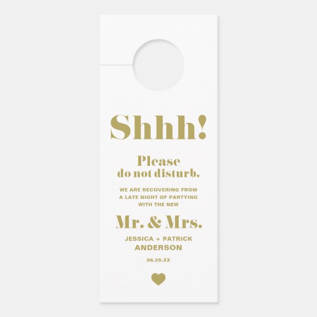Gold Retro Bold Typography Do Not Disturb Wedding Door Hanger (Front)
