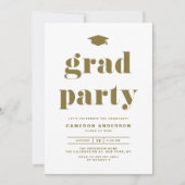 Gold Retro Bold Typography Graduation Party Invitation (Front)