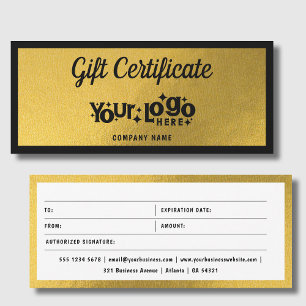Gold Retro Business Logo Gift Certificate Voucher