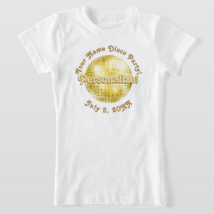 Gold Retro Disco Ball PERSONALIZED T-Shirt