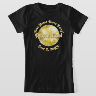 Gold Retro Disco Ball PERSONALIZED T-Shirt