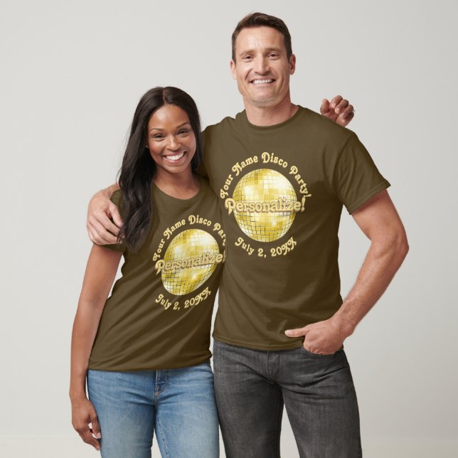Gold Retro Disco Ball PERSONALIZED T-Shirt (Unisex)