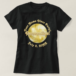 Gold Retro Disco Ball PERSONALIZED T-Shirt