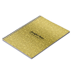 Gold Retro Glitter And Sparkles Spiral Notebook